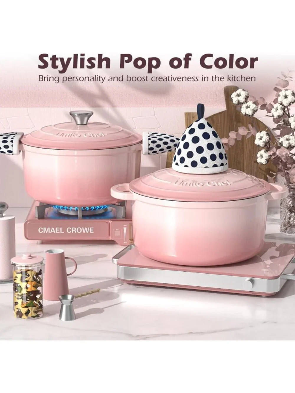 5QT Enameled Cast Iron Dutch Oven Pot with Lid - Heavy-Duty Cookware for Baking
